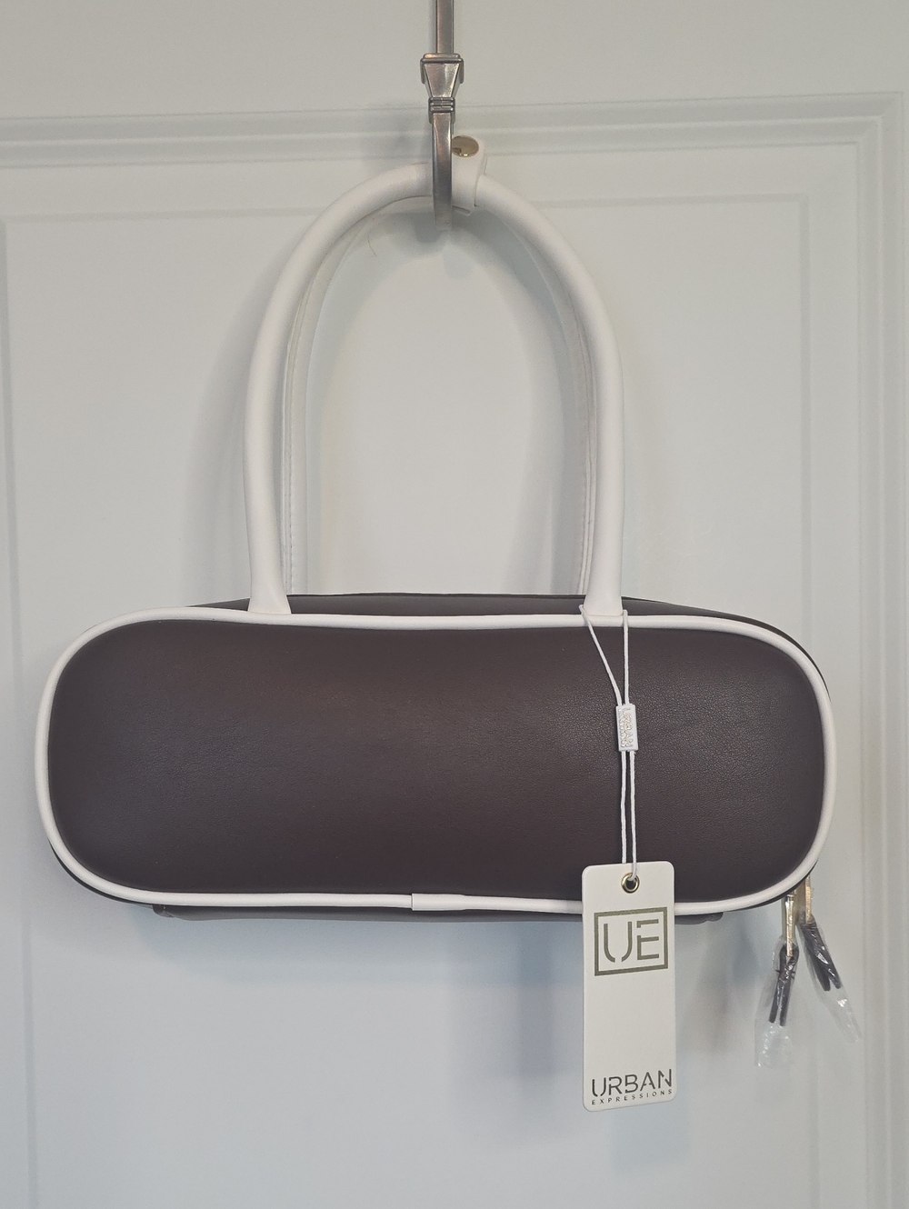 Urban Expressions Dark Brown and White Barrel Tote